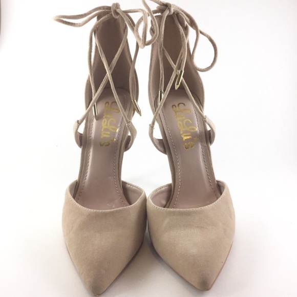 💋Lulu’s Stilletto’s Nude Suede Lace-Up Reposh! - Picture 3 of 7